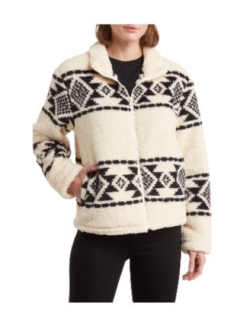 Lucky Brand Aztec Print Sherpa
Full-Zip Fleece Cozy Boho
Sweater Jacket S